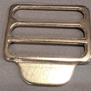 FIBBIA PASSANTE TRE LUCI 50mm, BRONZO NICHELATO