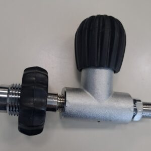 VALVOLA BOMBOLETTA IN ACCIAIO DIN 300BAR 1/4 CON USCITA